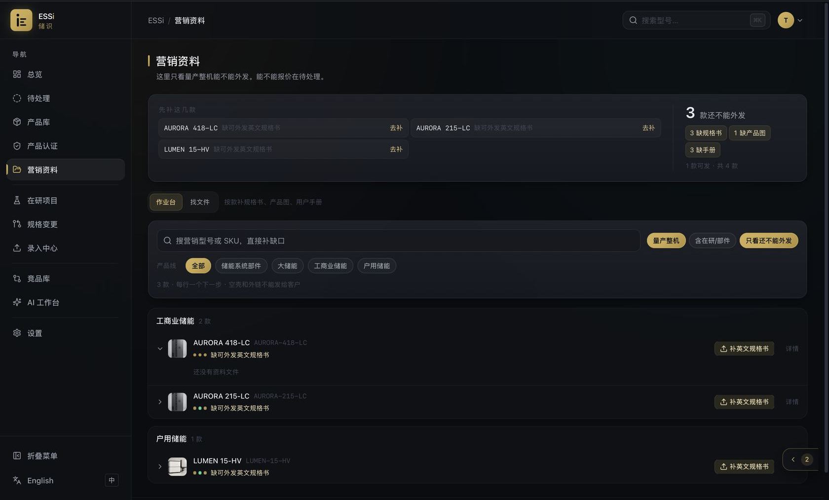 销售资料就绪相关真实 PDM 界面;画面使用模拟产品数据